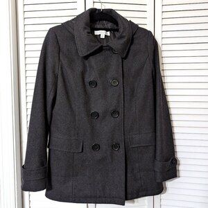 NYC New York & Company Winter Wool Blend Pea Coat Women's Medium Dark Gray